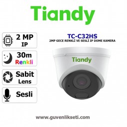 Tiandy TC-C32HS 2mp Sesli Starlight ip Dome Kamera